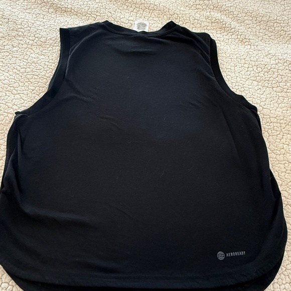Adidas no sleeve sleeveless solid black workout gym athletic top shirt ladies - Picture 4 of 7